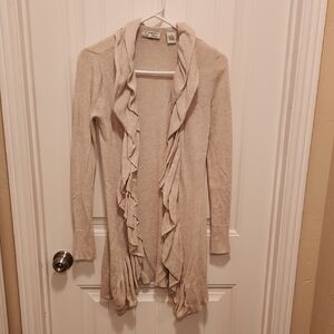 Elegant Cream Ruffle Cardigan